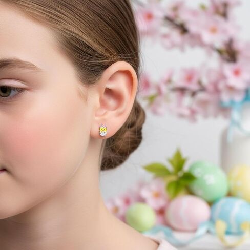 ICYROSE Solid 925 Sterling Silver Pastel colors Easter Egg Stud Earrings (Hypoallergenic nickel free) 9693 (yellow peeps) in Saudi Arabia