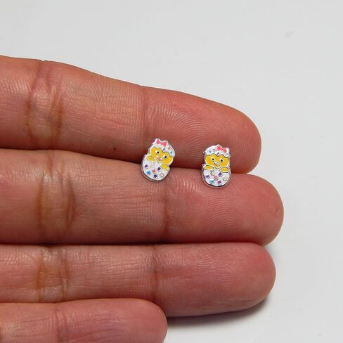 ICYROSE Solid 925 Sterling Silver Pastel colors Easter Egg Stud Earrings (Hypoallergenic nickel free) 9693 (yellow peeps) in Saudi Arabia