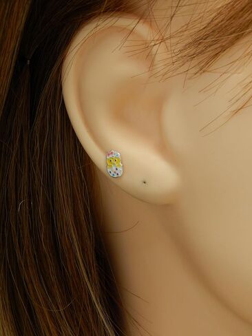 ICYROSE Solid 925 Sterling Silver Pastel colors Easter Egg Stud Earrings (Hypoallergenic nickel free) 9693 (yellow peeps) in Saudi Arabia