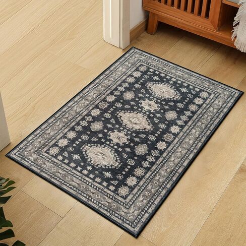 2x8 Runner Rug, Non-Slip Washable, Vintage Long Runner Rug, Boho Floral Carpet for Living Room, Hallway, Entryway, Bedroom, Burgundy in Saudi Arabia