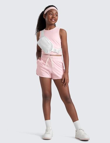 شورت رياضي كاجوال من CRZ YOGA للفتيات Cloud Jersey Dolphin - جيوب رياضية للتنس وكرة القدم برباط للأطفال في سن المراهقة in Kuwait
