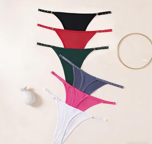 6 PCS Sexy Low Rise Seamless Thong, Women Ice Silk T Shape Underwear Side Straps Hot Style for Women in Saudi Arabia