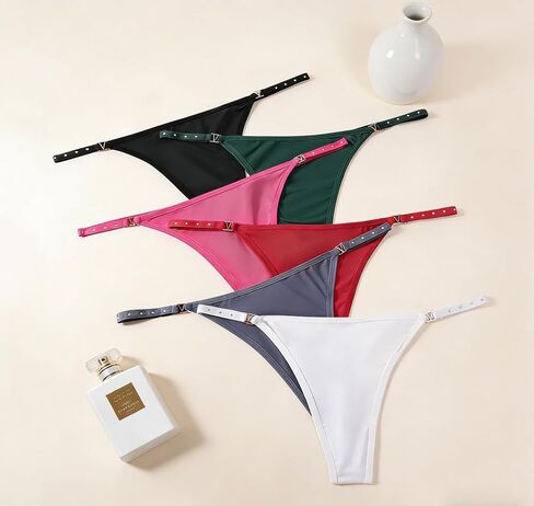 6 PCS Sexy Low Rise Seamless Thong, Women Ice Silk T Shape Underwear Side Straps Hot Style for Women in Saudi Arabia