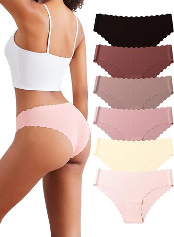 DingLu Seamless Bikini Underwear for Women High Cut No Show Underwear 6 Pack in Kuwait