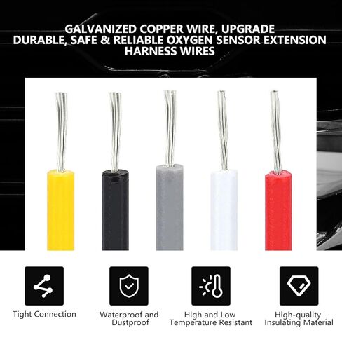 2Pcs 24" 4 Pin O2 Oxygen Sensor Extension Harness Wires for C7 Z06 Corvette Camaro LT1 LT4 LT5 Gen V SUV Flat Connector Grey in Saudi Arabia