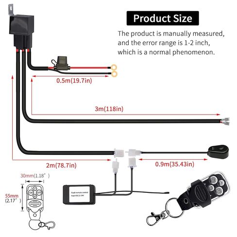 شريط إضاءة LED للقيادة، مجموعة أدوات التحكم عن بعد، كابل شديد التحمل 1Lead12AWG، DC12V - مفتاح تشغيل وإيقاف، مرحل الطاقة وفتيل الشفرة، متوافق مع قضبان إضاءة LED للقيادة على الطرق الوعرة in Kuwait