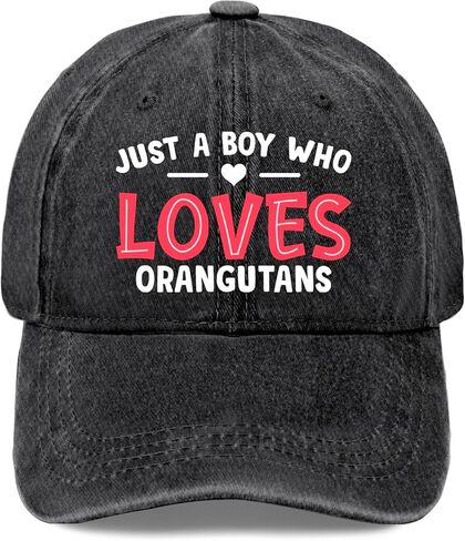 Just A Boy Who Loves Orangutans caps Custom Hats Hats for Men Baseball Cap Gifts for Boyfriends Golf Hat in Kuwait