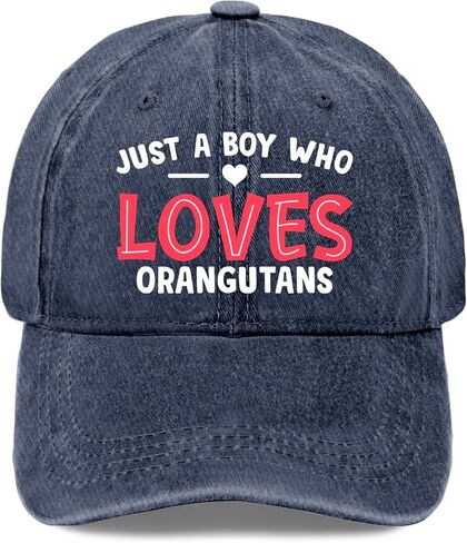 Just A Boy Who Loves Orangutans caps Custom Hats Hats for Men Baseball Cap Gifts for Boyfriends Golf Hat in Saudi Arabia