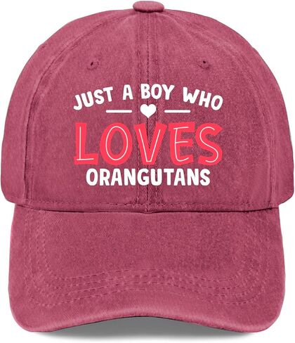 Just A Boy Who Loves Orangutans caps Custom Hats Hats for Men Baseball Cap Gifts for Boyfriends Golf Hat in Saudi Arabia