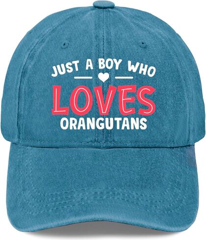 Just A Boy Who Loves Orangutans caps Custom Hats Hats for Men Baseball Cap Gifts for Boyfriends Golf Hat in Saudi Arabia