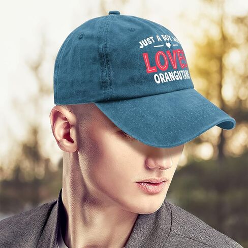 Just A Boy Who Loves Orangutans caps Custom Hats Hats for Men Baseball Cap Gifts for Boyfriends Golf Hat in Saudi Arabia