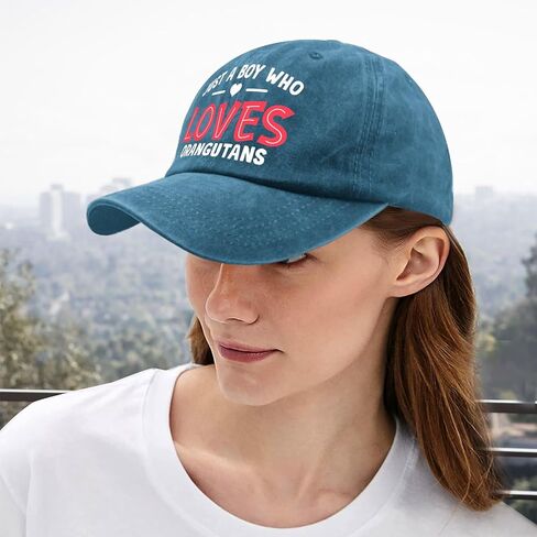 Just A Boy Who Loves Orangutans caps Custom Hats Hats for Men Baseball Cap Gifts for Boyfriends Golf Hat in Saudi Arabia