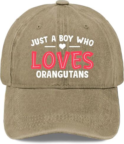 Just A Boy Who Loves Orangutans caps Custom Hats Hats for Men Baseball Cap Gifts for Boyfriends Golf Hat in Saudi Arabia