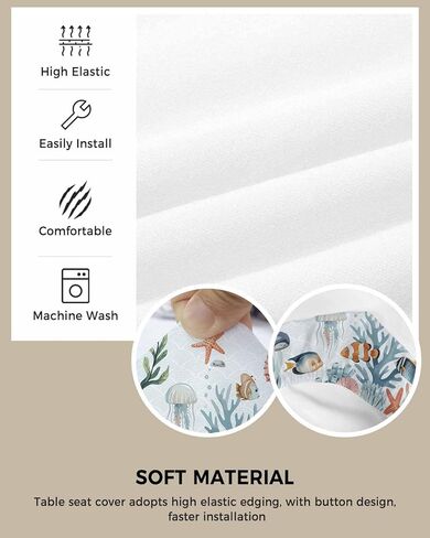 Coastal Chair Seat Covers for Dining Room Stretch Chair Seat Covers Set of 4,Chair Seat Protector Cushion Slipcovers for Kitchen Office Jellyfish Seahorse Shells Corals Starfish Seaweed Watercolor in Kuwait