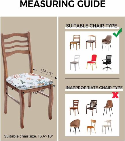 Coastal Chair Seat Covers for Dining Room Stretch Chair Seat Covers Set of 4,Chair Seat Protector Cushion Slipcovers for Kitchen Office Jellyfish Seahorse Shells Corals Starfish Seaweed Watercolor in Kuwait