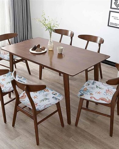 Coastal Chair Seat Covers for Dining Room Stretch Chair Seat Covers Set of 4,Chair Seat Protector Cushion Slipcovers for Kitchen Office Jellyfish Seahorse Shells Corals Starfish Seaweed Watercolor in Kuwait