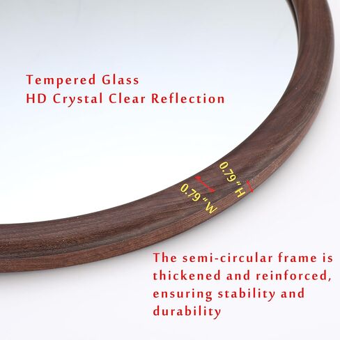 LVMU Round Walnut/Oak Frame Wall Mirror 20x20 Inch Woodgrain Framed Farmhouse Decorative Brown Circle Mirrors for Bathroom Rustic Hanging Vanity Mirror Hallway Entryway Bedroom (Walnut, 20"L x 20"W) in Saudi Arabia