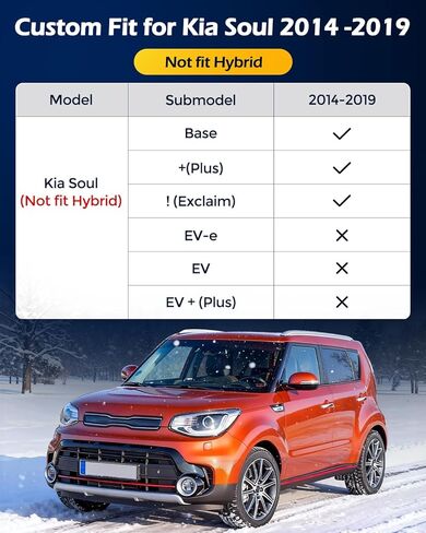 Floor Mats for Kia Soul 2014-2019: 4 PCS All Weather Cargo Liner Custom Fit for Soul (Not for Hybrid) 2014 2015 2016 2017 2018 2019, TPE Rubber Carpet Trunk Rugs Interior Protection Accessories in Kuwait