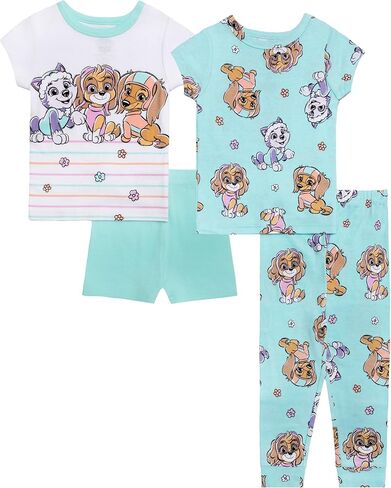 Nickelodeon Girls' Paw Patrol 4-piece Snug-fit Cotton Matching Pajama Set, Soft & Cute for Kids in Saudi Arabia