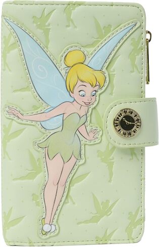 محفظة نسائية من Loungefly Disney Tinker Bell بمقبض قلاب مزدوج الطي باللون الأخضر الجنية in Kuwait