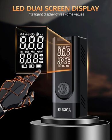 ضاغط هواء محمول منفاخ الإطارات، ضاغط هواء 180 رطل لكل بوصة مربعة مع مصابيح LED، مضخة هواء محمولة أسرع 3 مرات لإطارات السيارات والدراجات النارية والدراجات والكرات والمزيد (أسود) in Kuwait