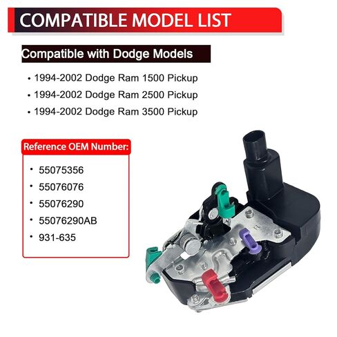 931-635 Door Lock Actuator Compatible with 1994-2002 Dodge Ram 1500 2500 3500 Pickup, Front Right Passenger Side, Replaces 55075356, 55076076 in Kuwait