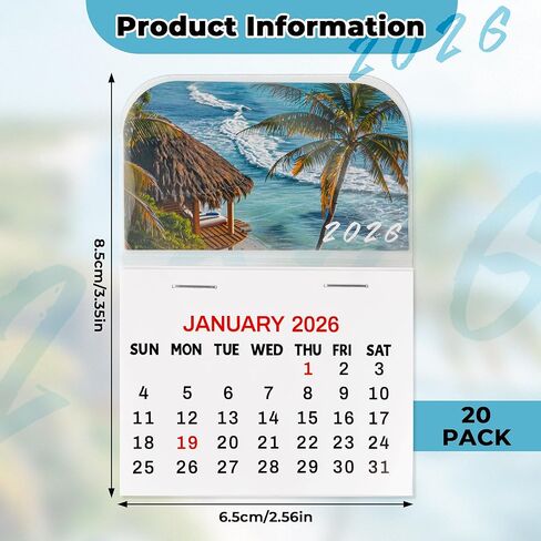 Yopyame 20PCS 2026 Mini Stick-on Calendar 3.35" x 2.56" Peel and Stick Academic Year Calendar, 12 Monthly, January to December 2026, Small Wall Calendars Car Calendars for Friends Office Refrigerator in Kuwait