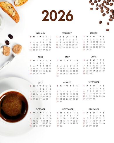 لمحة سريعة عن عام 2026 - تصميم القهوة المكتبية ومساحة العمل - تقويم غير مؤطر مقاس 8 × 10 - لمسة نهائية لامعة من الساتان الفاخر - مصنوع يدويًا في الولايات المتحدة الأمريكية in Kuwait
