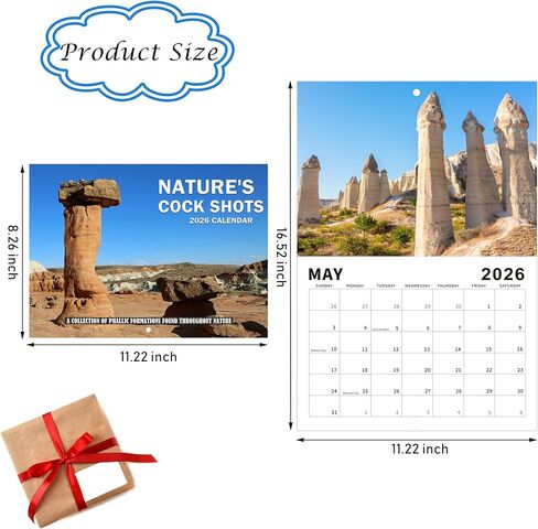 الطبيعة طلقات الديك التقويم 2026، تقويم الحائط المناظر الطبيعية الإبداعية، التقويم الشهري جدار الفن الأسرة، القذرة فرحان هفوة سانتا الهدايا للبالغين in Kuwait