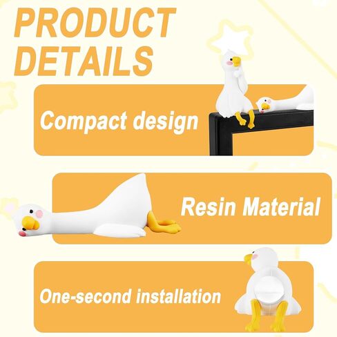 Zkptops 4 Pcs Mini Resin Goose Figurines Funny Mini Goose Computer Monitor Decor Cute Silly Geese Statue Decor Desk Geese Ornament White Figurines for Car Dashboard Office TV Photo Frame Decorations in Kuwait