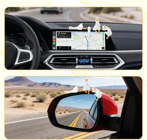 Zkptops 4 Pcs Mini Resin Goose Figurines Funny Mini Goose Computer Monitor Decor Cute Silly Geese Statue Decor Desk Geese Ornament White Figurines for Car Dashboard Office TV Photo Frame Decorations in Kuwait