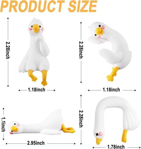 Zkptops 4 Pcs Mini Resin Goose Figurines Funny Mini Goose Computer Monitor Decor Cute Silly Geese Statue Decor Desk Geese Ornament White Figurines for Car Dashboard Office TV Photo Frame Decorations in Kuwait