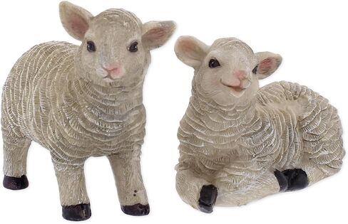 The Bridge Collection Set of Two Lamb Decor Figures – Classic Farmhouse Sheep Styling – Easter Tabletop and Spring Display Decor in Saudi Arabia