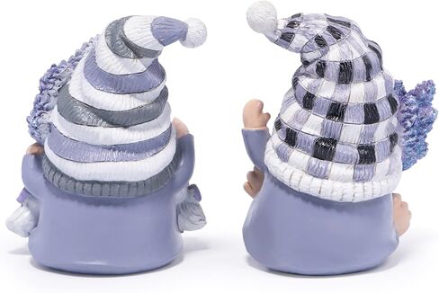Hodao Spring Lavender Gnomes Set - Handcrafted Zen Home Decor Romantic Garden Figurines for Indoor/Outdoor, Calming Gifts for Women, Grandmothers, and Nature Lovers Spring Purple Figurines Decoration in Saudi Arabia