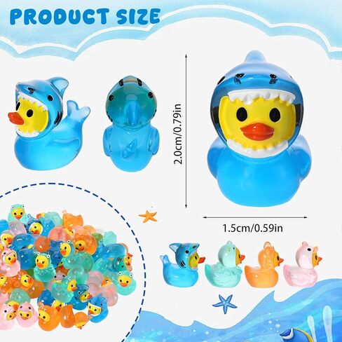 60 Pcs Mini Ocean Resin Animal Ducks Ocean Mini Duck Figurines Tiny Sea Animals Figures Miniature Resin Ducks Animals Aquarium Ornaments for DIY Fish Tank Potted Micro Fairy Garden in Saudi Arabia