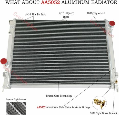 All Aluminum Radiator for 2009-2018 Chrysler 300, Dodge Challenger Charger 2.7 3.5 3.6 5.7 6.1 6.4 V6 V8 Engine, 3 Row Radiators 2010 2011 2012 2011 2013 2014 2015 2016 2017 in Kuwait