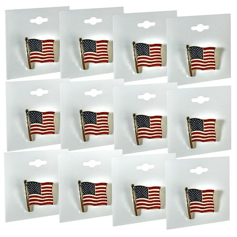 Azar USA Flag Lapel Pins – Pack of 12 American Flag Pins for 4th of July, Veterans Day, Memorial Day, Patriotic Events – United States Flag Pins for Suits, Backpacks, Hats (12-Pack) in Saudi Arabia