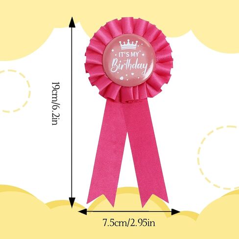 Its My Birthday Pin Set (4 PCS) - Metal Corsage Clips with Assorted Ribbons (Black/White/Pink/Purple) for Party Decor, or Celebration Accessories in Kuwait