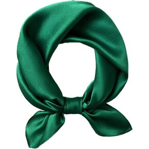 MEISEE Solid Color Mulberry Silk Scarf 20" Square Scarf Neck Scarf Hair Head Breathable Lightweight for Women Gift Packed (forest green, 21) in Kuwait