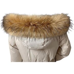 Queenbox 23.62 بوصة غطاء رأس من الفرو الصناعي قابل للفصل وياقة بديلة وشاح ملفوف للرقبة للجنسين معطف شتوي سترة سترة، كاكي in Kuwait