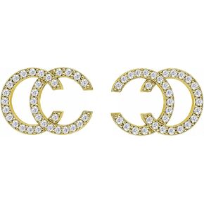 Double C Earrings for Women | Designer Earrings Chic Letter Design Stud Earrings | Lovely Gift - Gold in Kuwait