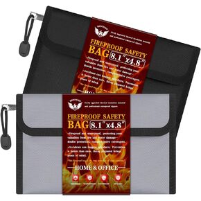Small Money Bag (8.3“ × 5.1")，Zippered Fireproof Waterproof Document Bag， Safe Fireproof Document Box，Small Fireproof Money for Cash, Currency, Keys, and Passports (2-Pack) in Saudi Arabia