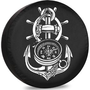 غطاء إطار احتياطي للمقطورة مرساة رائعة وبوصلة أغطية إطارات RV للإطارات القابلة للقطر مقاومة للطقس والغبار عالمية لسيارات الدفع الرباعي والمخيمات ومركبات السفر 12 بوصة 13 بوصة 14 بوصة 15 بوصة 16 بوصة 17 بوصة in Kuwait