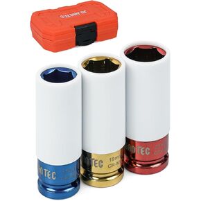 4-piece Impact Lug Nut Socket Set,1/2" Drive, Metric 17-19-21-22 mm, Thin Wall with Colored Covers, 6 Point, Wheel Lug Nut Sockets with Protective Sleeve with Non-Marring Rim Guard in Kuwait