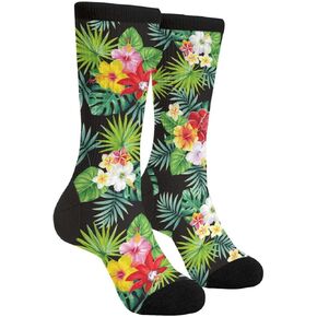 جوارب هاواي على شكل زهور النخيل الاستوائية من Giinly، جوارب دائرية مرحة، هدايا مجنونة للرجال والنساء in Kuwait