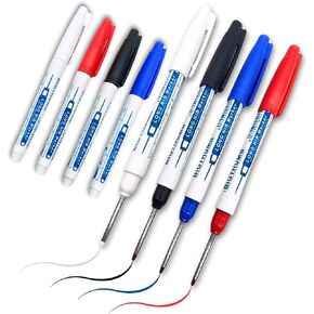 قلم تحديد بفتحة عميقة برأس طويل - 8 قطع 33 مم أداة تحديد طويلة متعددة الأغراض برأس رفيع وتصل إلى الأنف الطويل أقلام دائمة سريعة الجفاف لقلم النجارين والمعادن in Kuwait