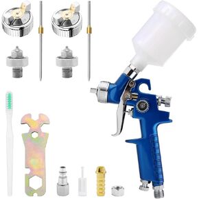 Mini HVLP Air Spray Gun with 0.8/1.0 mm Nozzles, Detail Repair Automotive Paint Gun Kit, 125ml Cup, Auto Paint Sprayer, Small Paint Gun for Car, Primer, Varnish and Top Coat (Blue) in Kuwait