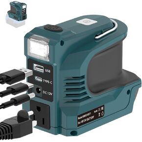 220W Power Inverter for Kobalt 24V, DC 24V to AC 110-120V Inverter, 20V Battery Powered Portable Power Source Supply Charger Adapter with USB&Type-C&AC Outlet&LED Light(No Battery) in Kuwait