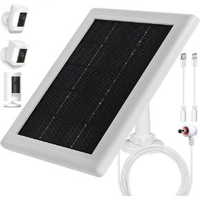 Ring Camera Solar Panel Charger,5W Solar Charger Compatible with Ring Spotlight Cam Stick Up Cam Battery Outdoor Wireless Surveillance Camera, 16.4ft Cable (White, 2 Pack) in Kuwait
