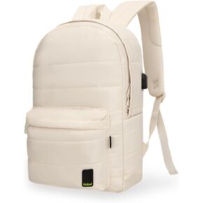 حقيبة ظهر للكمبيوتر المحمول من Goloni للنساء، حقيبة ظهر منتفخة للسفر مع منفذ شحن USB، حقيبة نهارية كاجوال مبطنة مقاومة للماء تناسب كمبيوتر محمول مقاس 15.6 بوصة، أسود in Kuwait